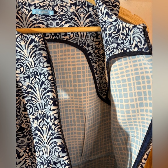 J. McLaughlin Blue Patterned Scuba Zip Front A-Line Active Dress - Picture 10 of 11